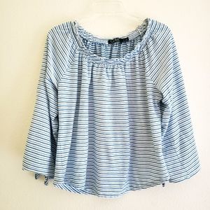 Lauren Ralph Lauren Striped Top w/ Slited Sleeves